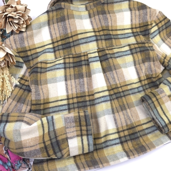 Bagatelle Collection Green Beige Plaid Cropped Jacket Sz S - Picture 12 of 13